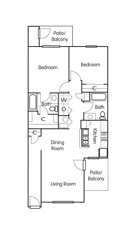 a floor plan of a bedroom apartment